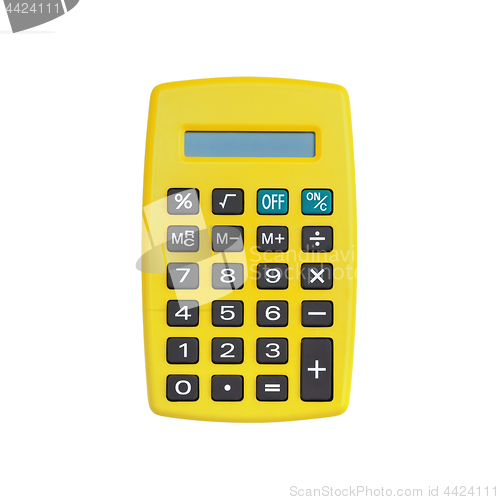 Image of Yellow calculator isolated on white