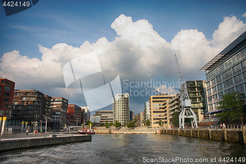 Image of Hamburg, Germany - July 28, 2014: View of the Hafencity quarter 