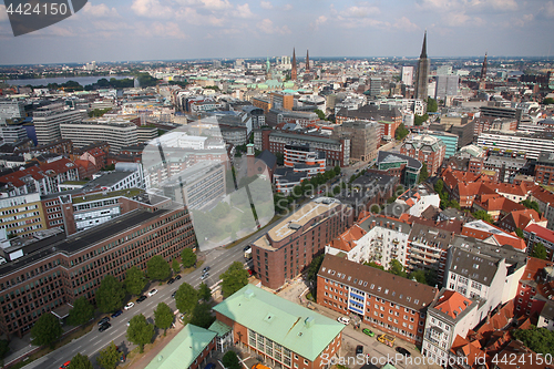 Image of Hamburg, Germany - July 28, 2014: Aerial view of Alster Lake, Ra