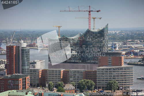 Image of Hamburg, Germany - July 28, 2014: View of the Hafencity quarter 