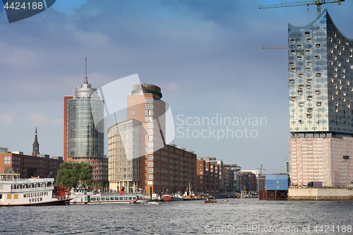 Image of Hamburg, Germany - July 28, 2014: View of the Hafencity quarter 