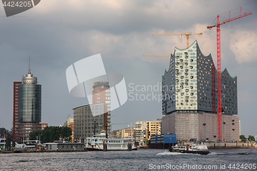 Image of Hamburg, Germany - July 28, 2014: View of the Hafencity quarter 