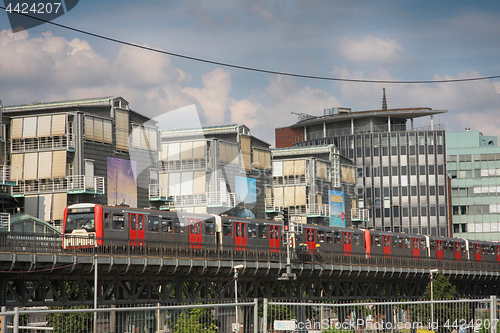 Image of Hamburg, Germany - July 28, 2014: View of passengers in the elev