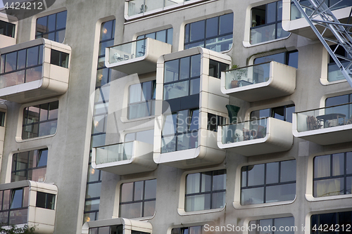 Image of Hamburg, Germany - July 28, 2014: Modern building in the Hafenci