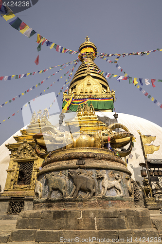 Image of Buddhist stupa and vajra in Swayambunath temple 