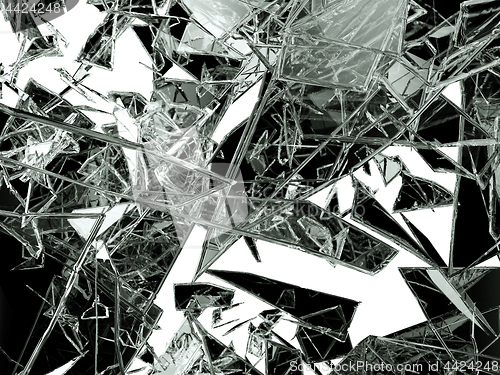 Image of Pieces of glass broken or cracked on white