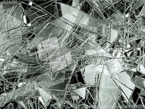 Image of Pieces of glass broken or cracked on white