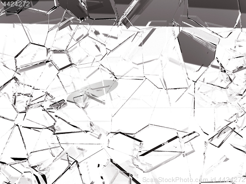 Image of Pieces of splitted or cracked glass on white