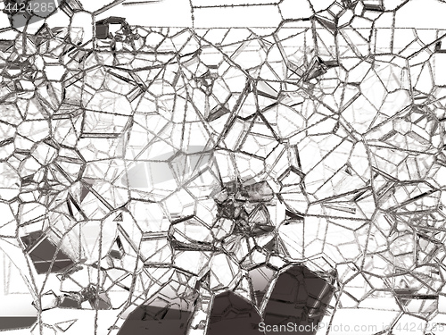 Image of Pieces of shattered or cracked glass on white