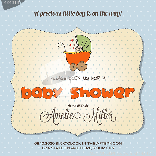 Image of Baby shower card with stroller