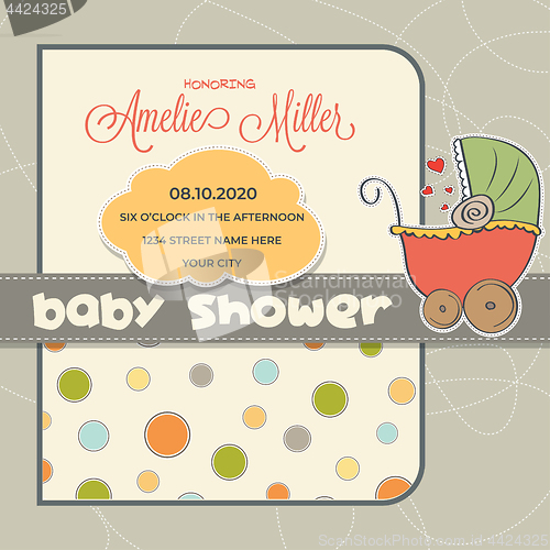 Image of Baby shower card with stroller