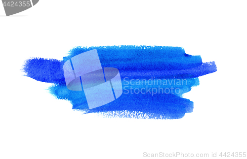 Image of Bright blue watercolor blot on white background