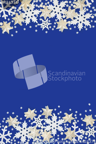 Image of Star and Snowflake Christmas Background 