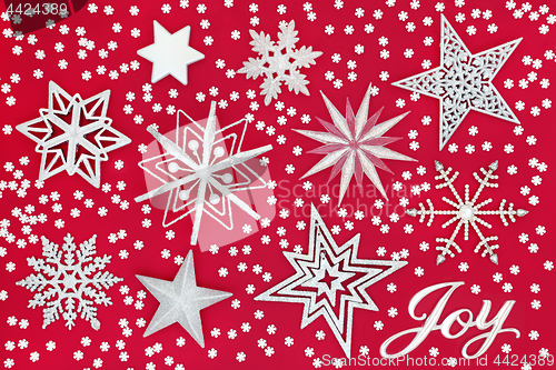 Image of Christmas Joy Sign with Star and Snowflake Decorations
