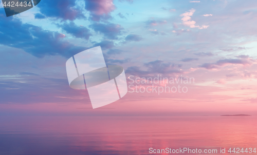 Image of Misty Lilac Seascape With Pink Clouds