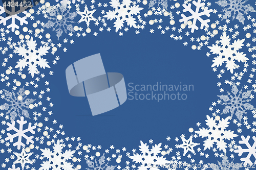 Image of Abstract Snowflake Background Border