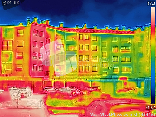 Image of Detecting Heat Loss Outside building Using Infrared Thermal Came