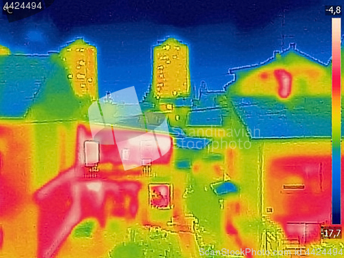 Image of Detecting Heat Loss Outside building Using Infrared Thermal Came