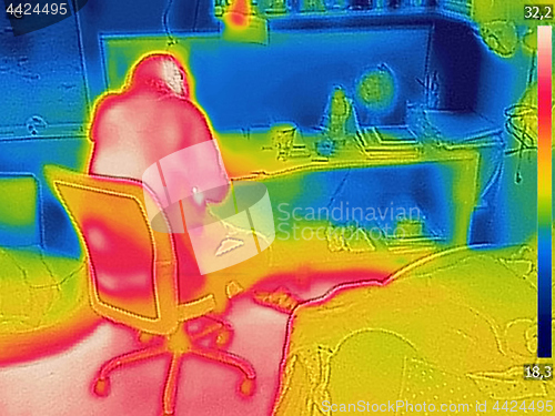 Image of Thermal image Photo IR during office work