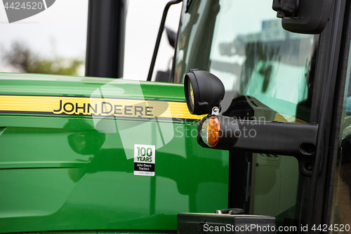 Image of Closeup of an agricultural tractor by John Deere