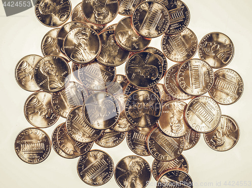 Image of Vintage Dollar coins 1 cent wheat penny cent