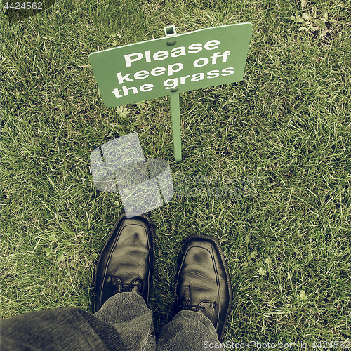 Image of Vintage looking Keep off the grass