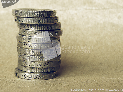 Image of Vintage Pound coins pile