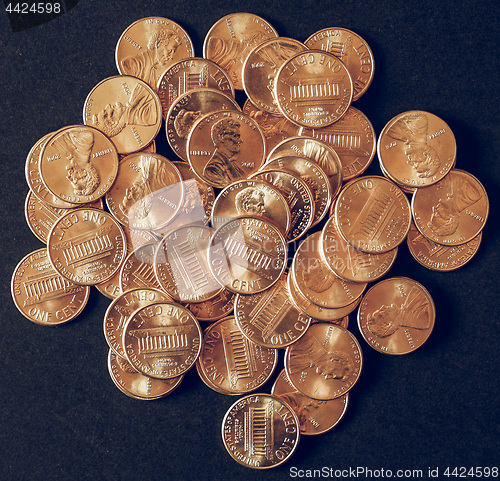 Image of Vintage Dollar coins 1 cent wheat penny cent