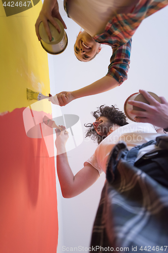 Image of couple painting interior wall