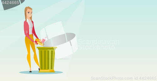 Image of Woman throwing junk food vector illustration.