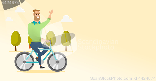 Image of Young man riding bicycle vector illustration.
