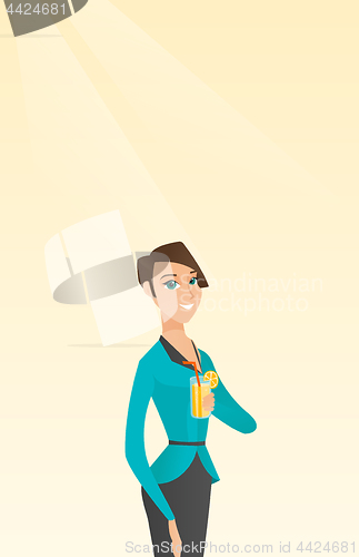 Image of Woman drinking cocktail vector illustration.