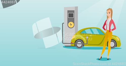 Image of Charging of electric car vector illustration.