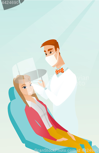 Image of Woman receiving beauty facial injections in salon.