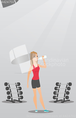 Image of Sportswoman drinking water vector illustration.