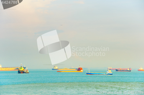 Image of Industrial ships in Singapore harbour 