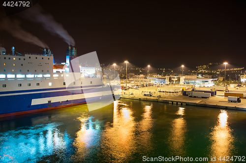 Image of Night view of sea port