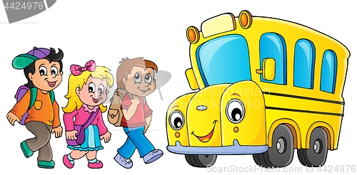Image of Children by school bus theme image 1