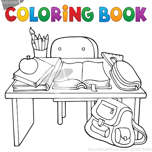 Image of Coloring book school desk theme 1