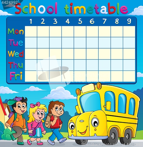 Image of School timetable with children and bus