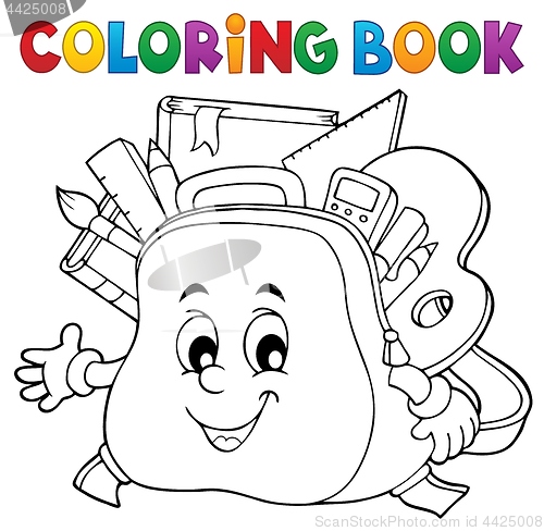 Image of Coloring book happy schoolbag topic 1