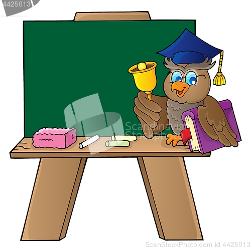 Image of Schoolboard with owl teacher