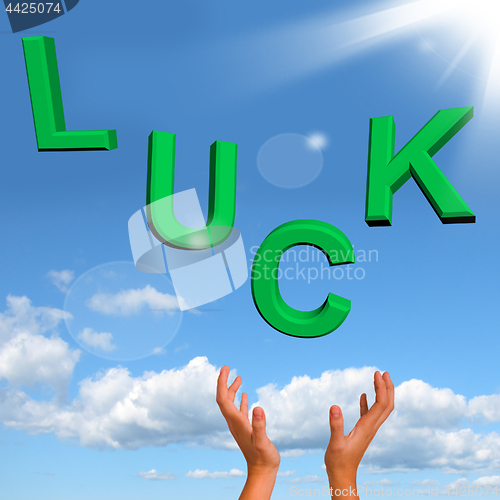 Image of Catching Luck Word Representing Risk Fortune And Chance