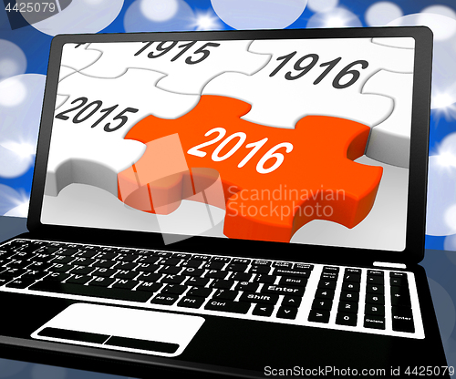 Image of 2016 On Laptop Shows Future Technology