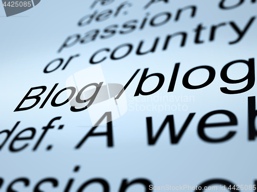 Image of Blog Definition Closeup Showing Website Blogging Or Blogger