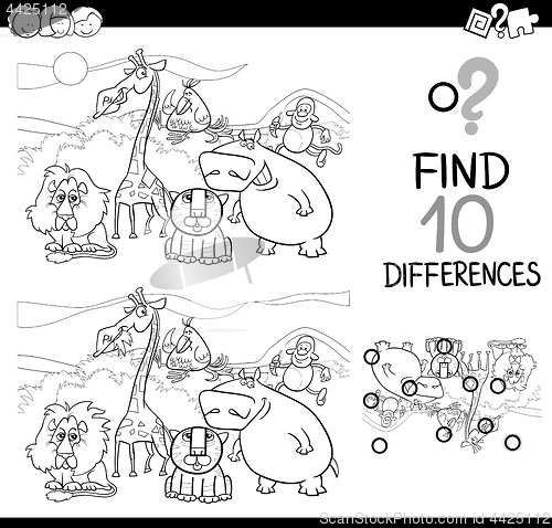 Image of difference game with wild animals