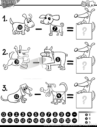 Image of subtraction task coloring book