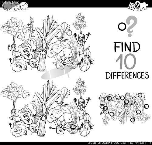Image of difference game with vegetables