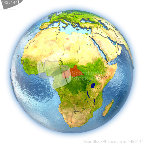 Image of Central Africa on isolated globe