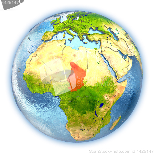 Image of Chad on isolated globe
